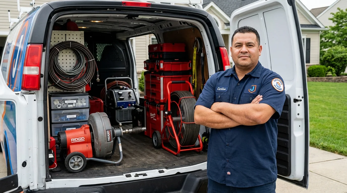 Professional drain cleaning equipment and Johns Plumbing LLC plumber in Morris
