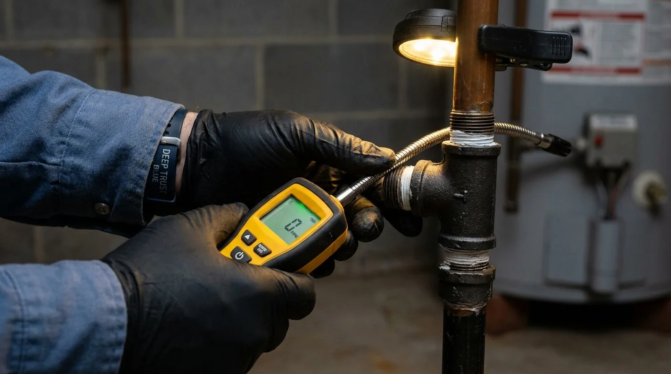 Gas leak detection with electronic sniffer by Johns Plumbing LLC in Morris